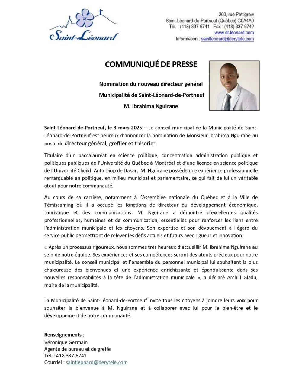 COMMUNIQUE DE PRESSE NOMMINATION DG Ibrahima finale page 0001 1